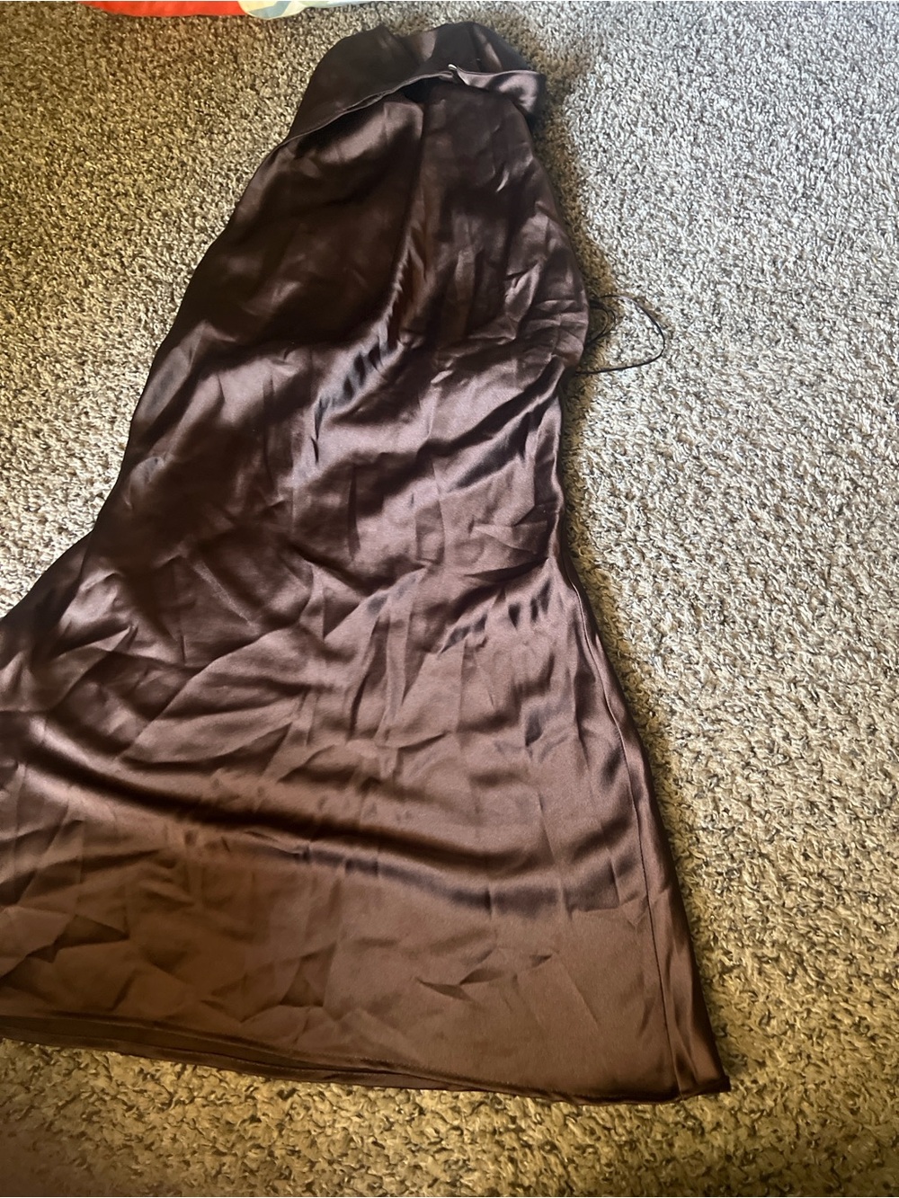Zara Satin Maxi Slip Dress in Dark Brown